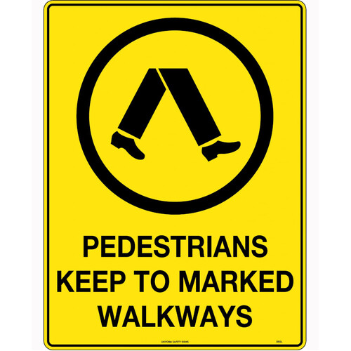 WORKWEAR, SAFETY & CORPORATE CLOTHING SPECIALISTS 240x180mm - Self Adhesive - Pedestrians Keep To Marked Walkway