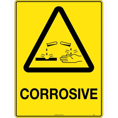 WORKWEAR, SAFETY & CORPORATE CLOTHING SPECIALISTS 240x180mm - Self Adhesive - Blk/Ylw - Corrosive