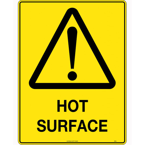 WORKWEAR, SAFETY & CORPORATE CLOTHING SPECIALISTS 240x180mm - Self Adhesive - Blk/Ylw - Hot Surface