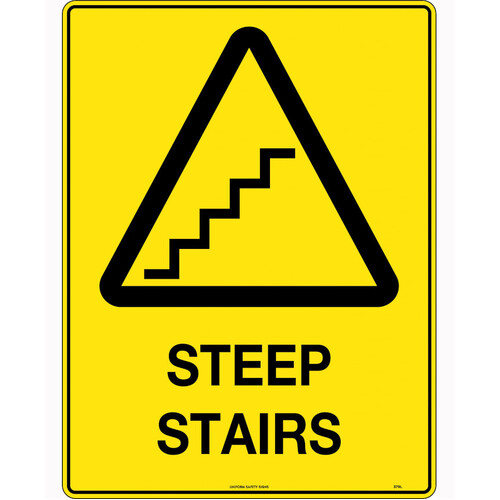 WORKWEAR, SAFETY & CORPORATE CLOTHING SPECIALISTS 450x300mm - Metal - Caution Steep Stairs