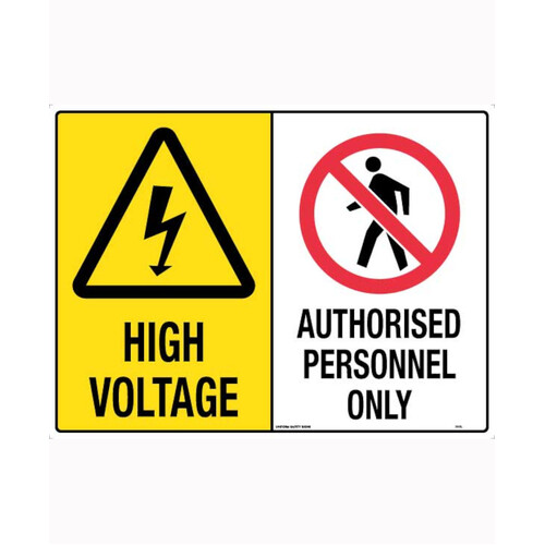 WORKWEAR, SAFETY & CORPORATE CLOTHING SPECIALISTS 600x400mm - Metal - Multi Sign - High Voltage/Authorised Personnel Only