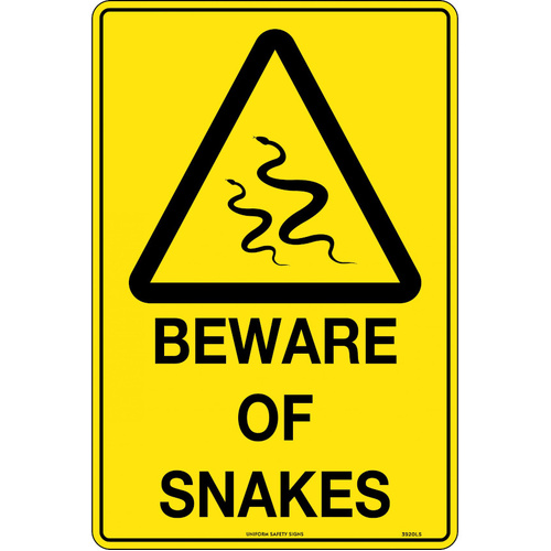 WORKWEAR, SAFETY & CORPORATE CLOTHING SPECIALISTS 450x300mm - Poly - Beware of Snakes