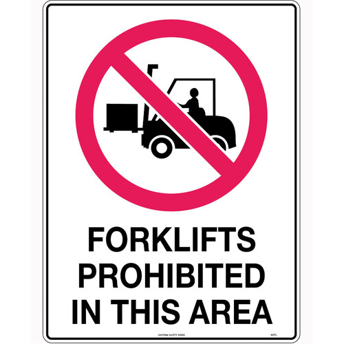 WORKWEAR, SAFETY & CORPORATE CLOTHING SPECIALISTS - 240x180mm - Self Adhesive - Forklifts Prohibited in This Area