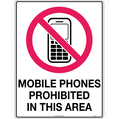 WORKWEAR, SAFETY & CORPORATE CLOTHING SPECIALISTS 600x400mm - Poly - Mobile Phones Prohibited in This Area