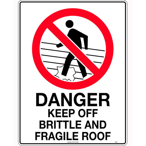 WORKWEAR, SAFETY & CORPORATE CLOTHING SPECIALISTS - 600x400mm - Corflute - Danger Keep Off Brittle and Fragile Roof