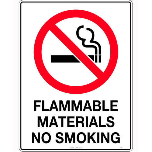 WORKWEAR, SAFETY & CORPORATE CLOTHING SPECIALISTS - 600x400mm - Metal - Flammable Materials No Smoking