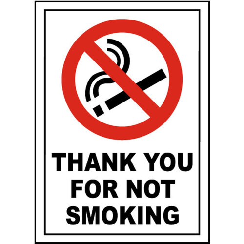 WORKWEAR, SAFETY & CORPORATE CLOTHING SPECIALISTS - 140x120mm - Self Adhesive - Packet of 4 - Thank you For Not Smoking