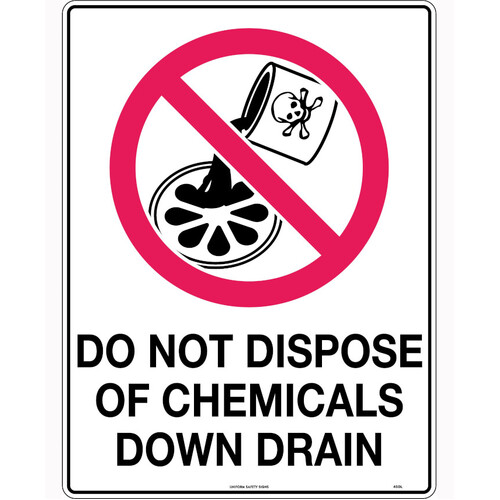 WORKWEAR, SAFETY & CORPORATE CLOTHING SPECIALISTS - 600x400mm - Metal - Do Not Dispose of Chemicals Down Drain