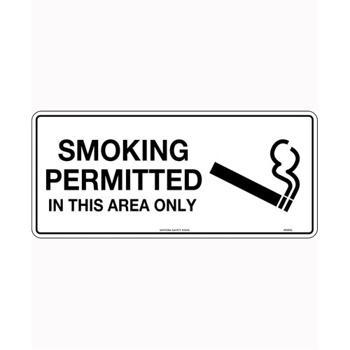 WORKWEAR, SAFETY & CORPORATE CLOTHING SPECIALISTS 300x140mm - Self Adhesive - Smoking Permitted In This Area Only