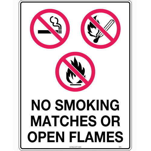 WORKWEAR, SAFETY & CORPORATE CLOTHING SPECIALISTS - 600x400mm - Metal - No Smoking Matches or Open Flames