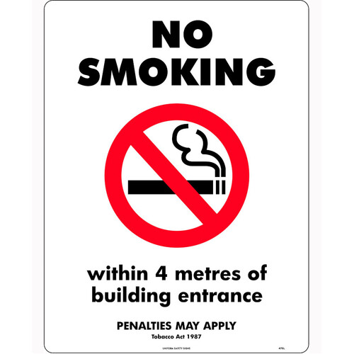 WORKWEAR, SAFETY & CORPORATE CLOTHING SPECIALISTS 240x180mm - Self Adhesive - No Smoking, Within 4 Metres Of Building Entrance (Penalties May Apply) T