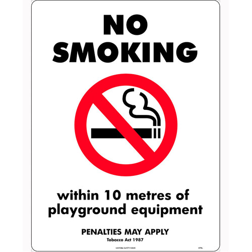 WORKWEAR, SAFETY & CORPORATE CLOTHING SPECIALISTS - 240x180mm - Self Adhesive - No Smoking, Within 10 Metres Of Playground Equipment (Penalties May Appl