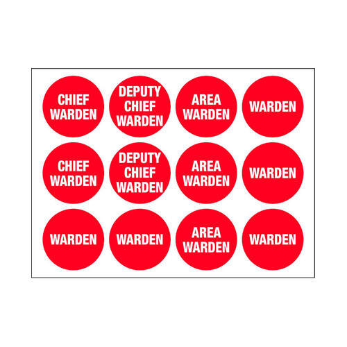 WORKWEAR, SAFETY & CORPORATE CLOTHING SPECIALISTS - 50mm Disc - Self Adhesive - Sheet of 12 - First Aid Assorted Hard Hat Labels