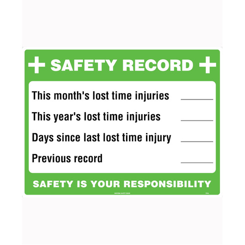 WORKWEAR, SAFETY & CORPORATE CLOTHING SPECIALISTS - 600x400mm - Metal - Safety Record Board