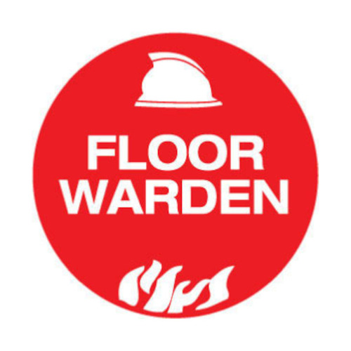 WORKWEAR, SAFETY & CORPORATE CLOTHING SPECIALISTS - 50mm Disc - Self Adhesive - Sheet of 12 - Floor Warden Pictogram