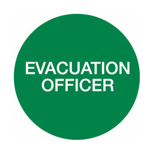 WORKWEAR, SAFETY & CORPORATE CLOTHING SPECIALISTS - 50mm Disc - Self Adhesive - Sheet of 12 - Evacuation officer