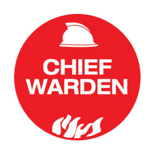 WORKWEAR, SAFETY & CORPORATE CLOTHING SPECIALISTS - 50mm Disc - Self Adhesive - Sheet of 12 - Chief Warden Pictogram