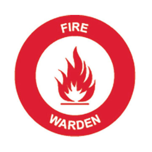 WORKWEAR, SAFETY & CORPORATE CLOTHING SPECIALISTS - 50mm Disc - Self Adhesive - Sheet of 12 - Fire Warden Pictogram