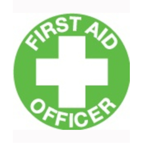 WORKWEAR, SAFETY & CORPORATE CLOTHING SPECIALISTS 50mm Disc - Self Adhesive - Sheet of 12 - First Aid Officer Pictogram