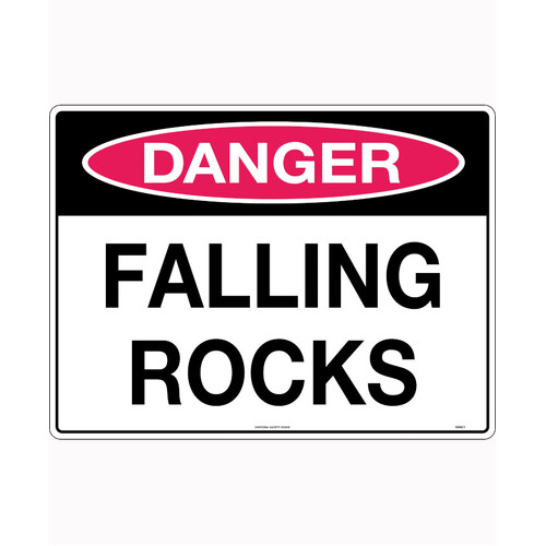 WORKWEAR, SAFETY & CORPORATE CLOTHING SPECIALISTS 600x400mm - Metal, Class 2 Reflective - Danger Falling Rocks