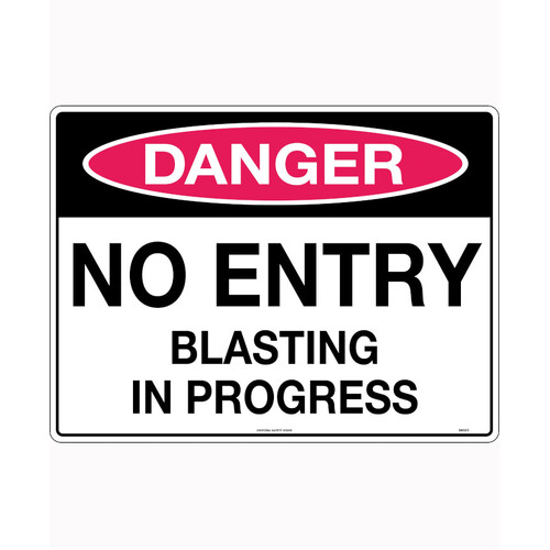 WORKWEAR, SAFETY & CORPORATE CLOTHING SPECIALISTS 600x400mm - Metal, Class 1 Reflective - Danger No Entry Blasting in Progress