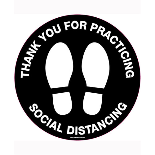 WORKWEAR, SAFETY & CORPORATE CLOTHING SPECIALISTS - 300mm dia - Anti-Slip Floor Graphics - Carpet - Thank You For Practicing Social Distancing