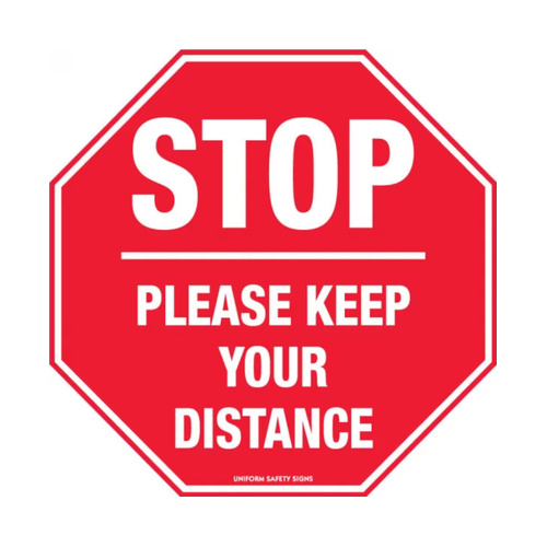 WORKWEAR, SAFETY & CORPORATE CLOTHING SPECIALISTS - DISCONTINUED - 300mm dia - Anti-Slip Floor Graphics - Carpet - Stop Please Keep Your Distance