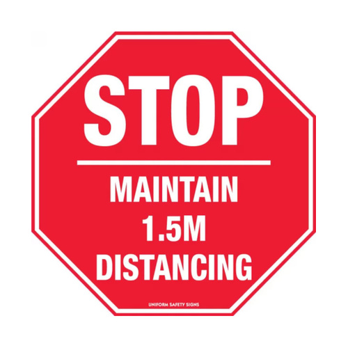 WORKWEAR, SAFETY & CORPORATE CLOTHING SPECIALISTS DISCONTINUED - 300mm dia - Anti-Slip Floor Graphics - Carpet - Stop Maintain 1.5m Distancing