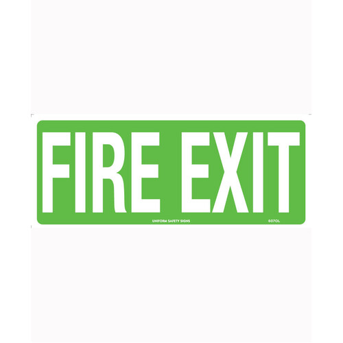 WORKWEAR, SAFETY & CORPORATE CLOTHING SPECIALISTS - 350x145mm - Self Adhesive - Luminous - Fire Exit