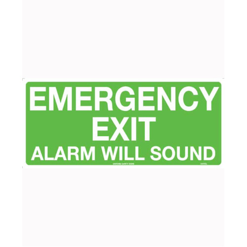 WORKWEAR, SAFETY & CORPORATE CLOTHING SPECIALISTS 450x200mm - Luminous - Metal - Emergency Exit Alarm Will Sound