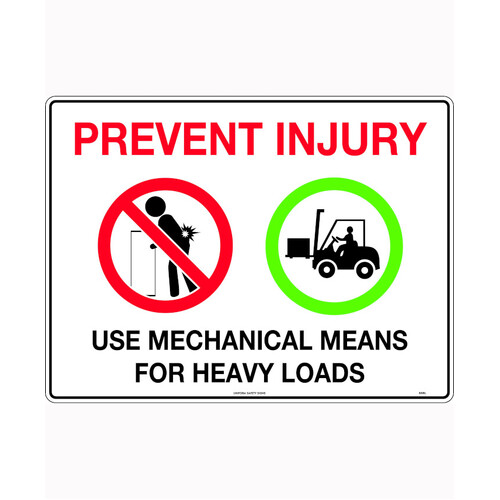 WORKWEAR, SAFETY & CORPORATE CLOTHING SPECIALISTS - 600x400mm - Poly - Prevent Injury Use Mechanical Means For Heavy Loads