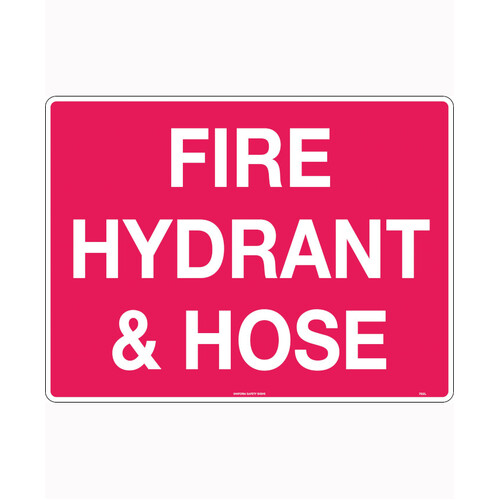 WORKWEAR, SAFETY & CORPORATE CLOTHING SPECIALISTS 240x180mm - Self Adhesive - Red/Wht - Fire Hydrant and Hose