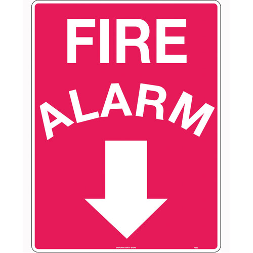 WORKWEAR, SAFETY & CORPORATE CLOTHING SPECIALISTS - 240x180mm - Self Adhesive - Fire Alarm (Arrow Down)