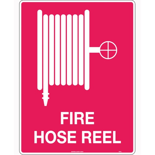 WORKWEAR, SAFETY & CORPORATE CLOTHING SPECIALISTS - 240x180mm - Self Adhesive - Red/Wht - Fire Hose Reel (with pictogram)