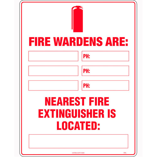 WORKWEAR, SAFETY & CORPORATE CLOTHING SPECIALISTS - 600x400mm - Metal - Fire Marshalls Are:  Nearest Fire Extinguisher is Located: