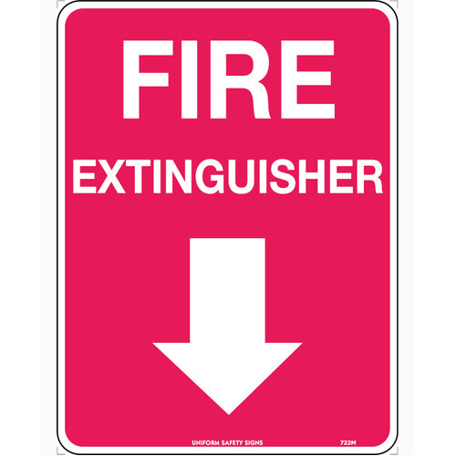 WORKWEAR, SAFETY & CORPORATE CLOTHING SPECIALISTS - 240x180mm - Self Adhesive - Fire Extinguisher (Arrow Down)