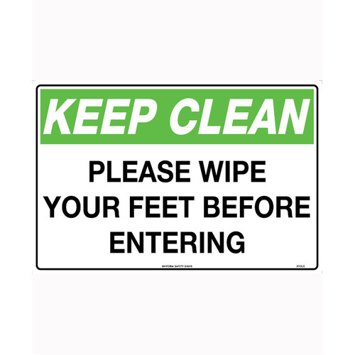 WORKWEAR, SAFETY & CORPORATE CLOTHING SPECIALISTS - 450x300mm - Poly - Keep Clean Please Wipe Your Feet Before Entering