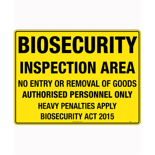 WORKWEAR, SAFETY & CORPORATE CLOTHING SPECIALISTS - 600x400mm - Metal - Biosecurity Inspection Area