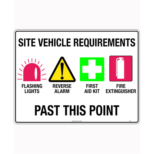 WORKWEAR, SAFETY & CORPORATE CLOTHING SPECIALISTS - 600x400mm - Corflute - Site Vehicle Requirements Flashing Lights etc