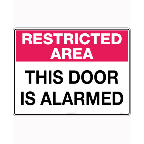 WORKWEAR, SAFETY & CORPORATE CLOTHING SPECIALISTS 450x300mm - Metal - Restricted Area This Door is Alarmed