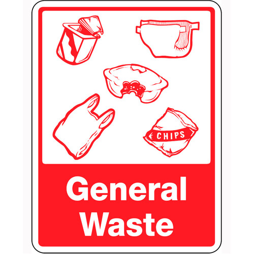 WORKWEAR, SAFETY & CORPORATE CLOTHING SPECIALISTS - 300x225mm - Self Adhesive - General Waste [With Recycling Picto]