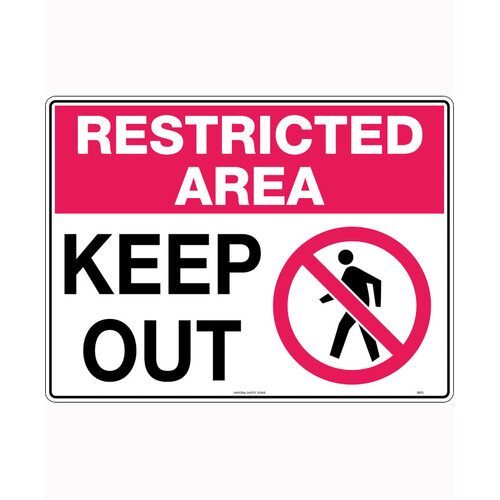 WORKWEAR, SAFETY & CORPORATE CLOTHING SPECIALISTS 450x300mm - Metal - Restricted Area Keep Out