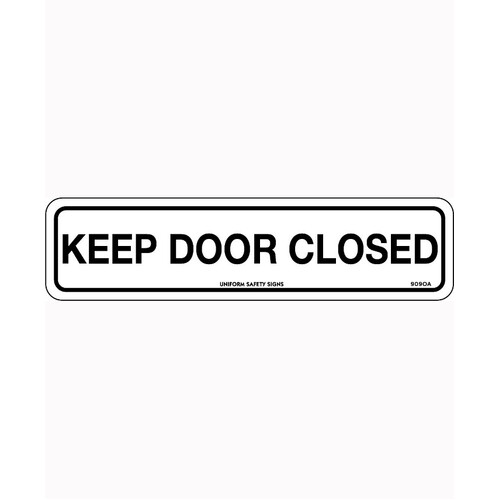 WORKWEAR, SAFETY & CORPORATE CLOTHING SPECIALISTS - 200x50mm - Self Adhesive - Packet of 4 - Keep Door Closed