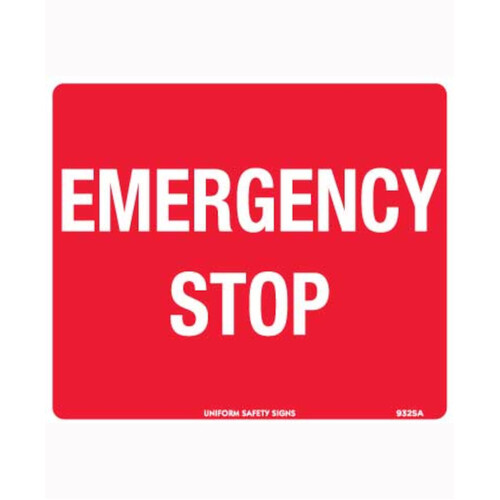 WORKWEAR, SAFETY & CORPORATE CLOTHING SPECIALISTS - 90x55mm - Self Adhesive - Sheet of 10 - Emergency Stop