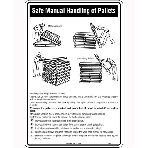 WORKWEAR, SAFETY & CORPORATE CLOTHING SPECIALISTS - 450x300mm - Poly - Safe Manual Handling of Pallets