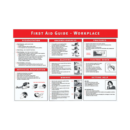 WORKWEAR, SAFETY & CORPORATE CLOTHING SPECIALISTS - A3 Laminated First Aid Guide Poster