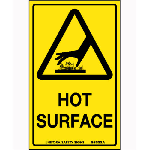 WORKWEAR, SAFETY & CORPORATE CLOTHING SPECIALISTS - 90x55mm - Self Adhesive - Sheet of 10 - Hot Surface