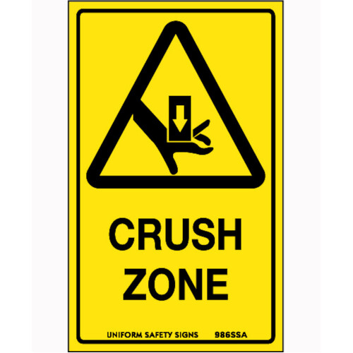 WORKWEAR, SAFETY & CORPORATE CLOTHING SPECIALISTS 90x55mm - Self Adhesive - Sheet of 10 - Warning Crush Zone
