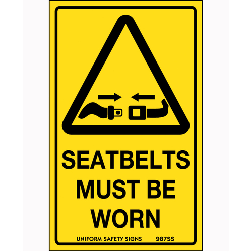 WORKWEAR, SAFETY & CORPORATE CLOTHING SPECIALISTS 90x55mm - Self Adhesive - Sheet of 10 - Seatbelts Must be Worn