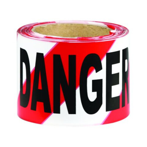 WORKWEAR, SAFETY & CORPORATE CLOTHING SPECIALISTS 75mm x 500mtr - Barrier Tape - Red/White - Danger-Red / White-75mm